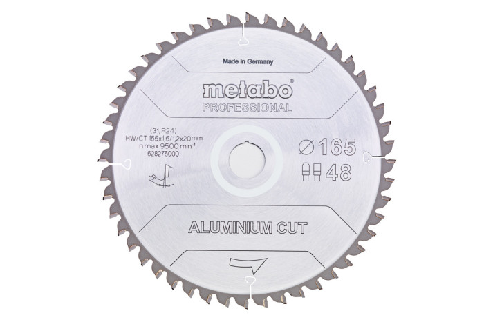 Купити Пилкове полотно Metabo «Alluminium cut — professional», 165x20 Z48 FZ/TZ -5° (628276000). Офіційний магазин Metabo, фірмова гарантія з доставкою по Украіні