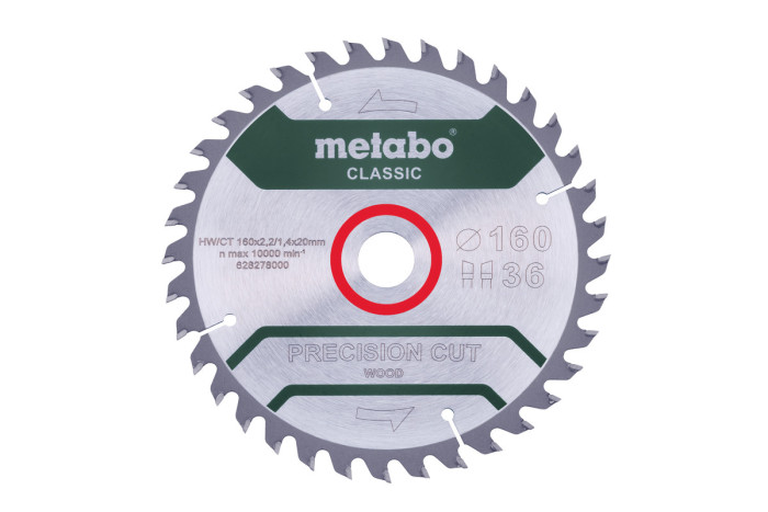 Купити Пилкове полотно Metabo «Precision Cut Wood - Classic», 160x20 Z36 WZ 10° (628278000). Офіційний магазин Metabo, фірмова гарантія з доставкою по Украіні