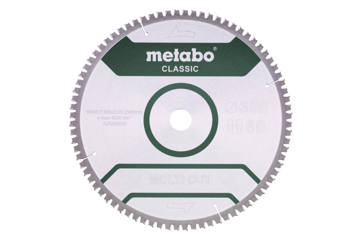 Купити Пилкове полотно Metabo «Multi Cut - Classic», 305x30 Z80 FZ/TZ 5°neg (628286000). Офіційний магазин Metabo, фірмова гарантія з доставкою по Украіні