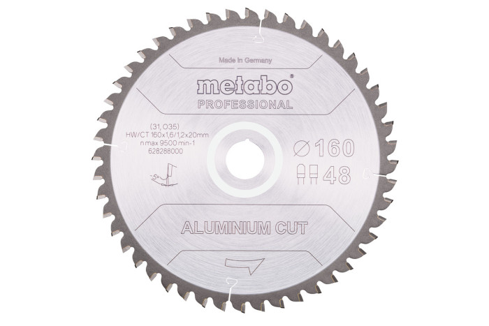 Купить Пильное полотно Metabo «Aluminium Cut - Professional», 160x20 Z48 FZ/TZ 5° neg (628288000). Официальный магазин Metabo, фирменная гарантия с доставкой по Украине.