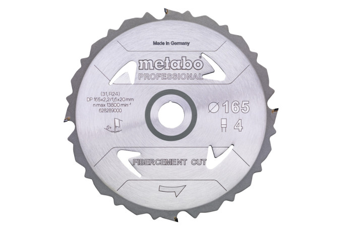 Купити Пилкове полотно Metabo «Fibercement Cut - Professional», 165x20 Z4 DFZ 5° (628289000). Офіційний магазин Metabo, фірмова гарантія з доставкою по Украіні