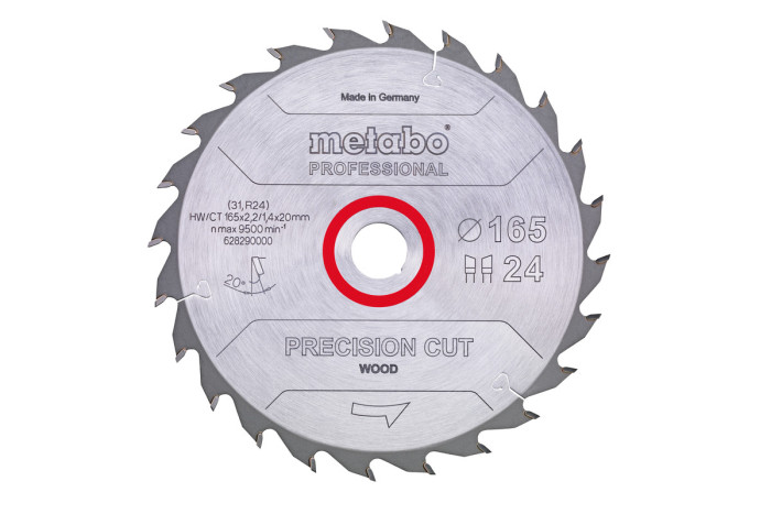 Купити Пилкове полотно Metabo «Precision Cut Wood - Professional», 165x20 Z24 WZ 20° (628290000). Офіційний магазин Metabo, фірмова гарантія з доставкою по Украіні