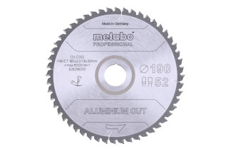 Пилкове полотно Metabo «Aluminium Cut - Professional», 190x30 Z52 FZ/TZ 5° neg (628296000)