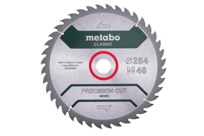 Купити Пилкове полотно Metabo «Precision Cut Wood — Classic», 254x30, Z40 WZ 20° (628325000). Офіційний магазин Metabo, фірмова гарантія з доставкою по Украіні