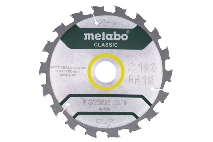 Купити Пиляльний диск PowerCutClassic 190x30 18WZ 5° (628417000). Офіційний магазин Metabo, фірмова гарантія з доставкою по Украіні