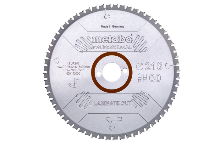 Купити Пилкове полотно Metabo «Laminate Cut - Professional», 216x30 Z60 FZ/TZ 0° (628442000). Офіційний магазин Metabo, фірмова гарантія з доставкою по Украіні