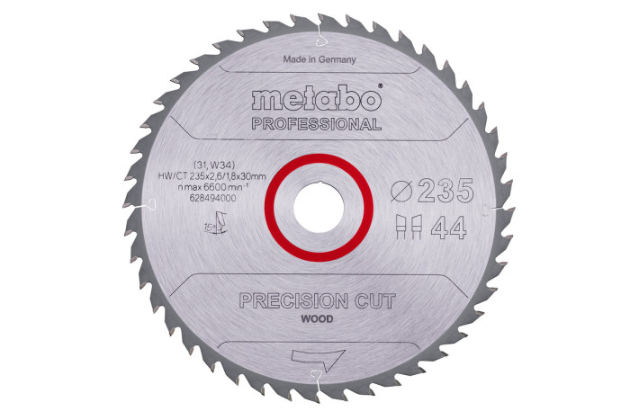 Купити Пилкове полотно Metabo «Precision Cut Wood — Professional», 235x30, Z44 WZ 15° (628494000). Офіційний магазин Metabo, фірмова гарантія з доставкою по Украіні
