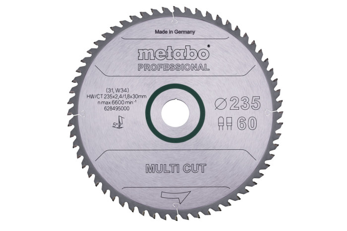 Купити Пилкове полотно Metabo «Multi Cut — Professional», 235x30 Z60 FZ/TZ 5° (628495000). Офіційний магазин Metabo, фірмова гарантія з доставкою по Украіні