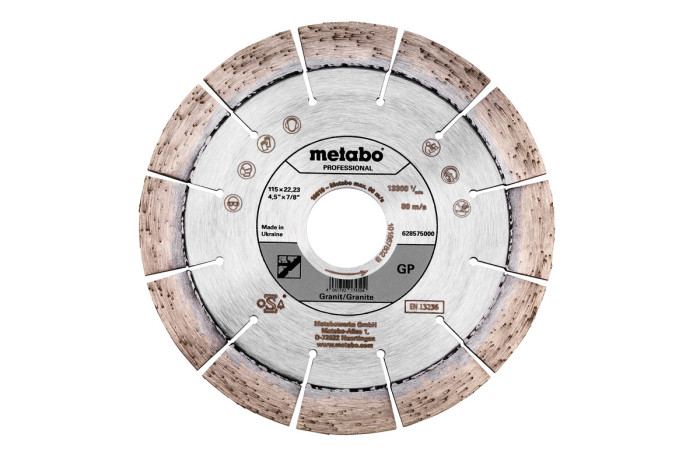 Купити Алмазний відрізний диск Metabo 115x22,23 mm, "GP", Granite "professional" (628575000). Офіційний магазин Metabo, фірмова гарантія з доставкою по Украіні