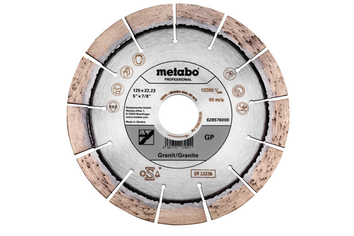 Купити Алмазний відрізний диск Metabo 125x22,23 mm, "GP", Granite "professional" (628576000). Офіційний магазин Metabo, фірмова гарантія з доставкою по Украіні