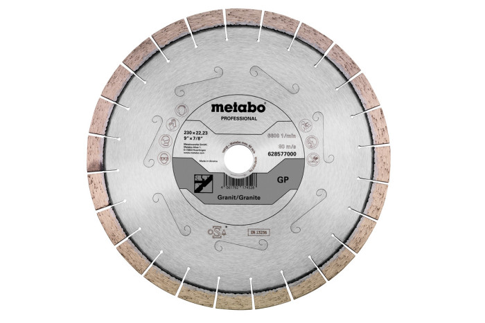 Купити Алмазний відрізний диск Metabo 230x22,23 mm, "GP", Granite "professional" (628577000). Офіційний магазин Metabo, фірмова гарантія з доставкою по Украіні
