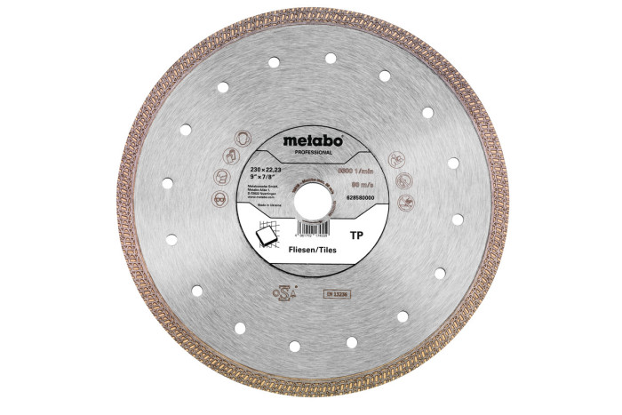 Купить Алмазный отрезной диск Metabo 230x22,23 mm, "TP", Плитка "professional" (628580000). Официальный магазин Metabo, фирменная гарантия с доставкой по Украине.