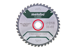 Пильное полотно Metabo «Precision Cut Wood — Classic», 216x30 Z40 WZ 5°neg /B (628652000)