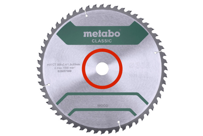 Купити Пилкове полотно Metabo «Precision Cut Wood — Classic», 305x30 Z56 WZ 5°neg /B (628657000). Офіційний магазин Metabo, фірмова гарантія з доставкою по Украіні