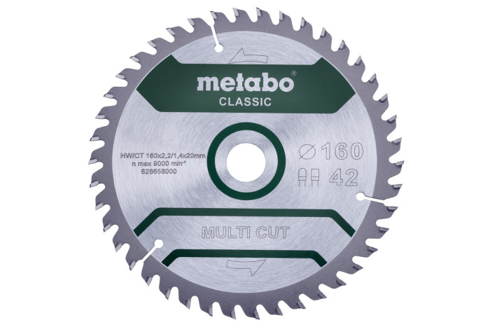 Купить Пильное полотно Metabo «Multi Cut - Classic», 160x20 Z42 FZ/TZ 5° /B (628658000). Официальный магазин Metabo, фирменная гарантия с доставкой по Украине.