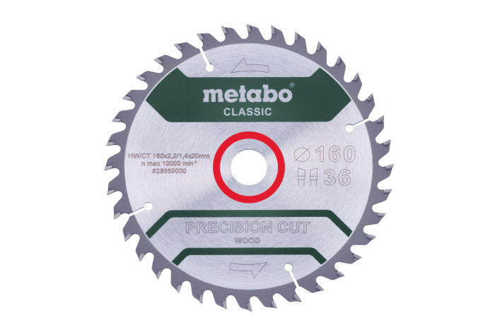 Купити Пилкове полотно Metabo «Precision Cut Wood - Classic», 160x20 Z36 WZ 10° /B (628659000). Офіційний магазин Metabo, фірмова гарантія з доставкою по Украіні