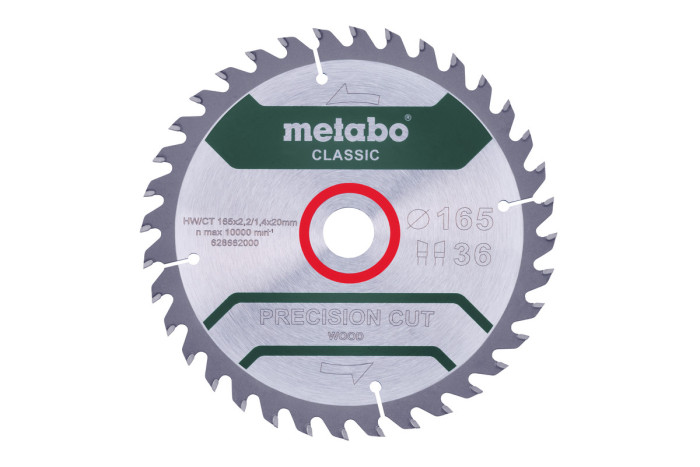Купити Пилкове полотно Metabo «Precision Cut Wood — Classic», 165x20 Z36 WZ 15° /B (628662000). Офіційний магазин Metabo, фірмова гарантія з доставкою по Украіні