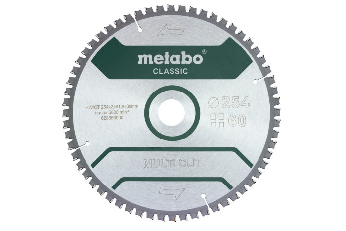 Купити Пилкове полотно Metabo «Multi Cut - Classic», 254x30 Z60 FZ/TZ 5°neg /B (628666000). Офіційний магазин Metabo, фірмова гарантія з доставкою по Украіні