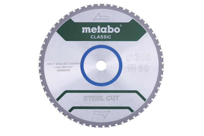 Купить Пильное полотно Metabo «Steel Cut — Classic», 305x25,4 Z60 FZFA/FZFA 4° (628668000). Официальный магазин Metabo, фирменная гарантия с доставкой по Украине.
