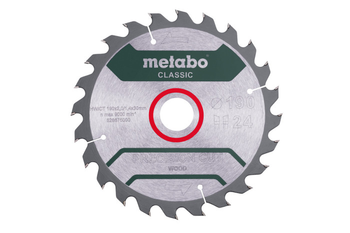 Купити Пилкове полотно Metabo «Precision Cut Wood — Classic», 190x30 Z24 WZ 15° (628675000). Офіційний магазин Metabo, фірмова гарантія з доставкою по Украіні