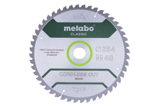 Пильний диск Metabo Cordless cut Classic HW/CT 254х2.2/1.6x30, Z48 WZ 5° отр. (628690000)
