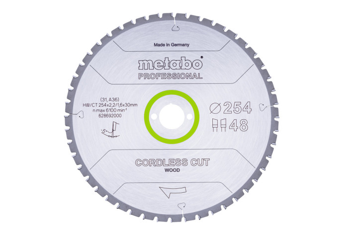 Купити Пильний диск Metabo Cordless cut HW/CT 254х2.2/1.6x30, Z48 WZ 5° отр. (628692000). Офіційний магазин Metabo, фірмова гарантія з доставкою по Украіні