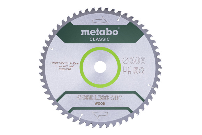 Купить Пильный диск Metabo Cordless cut Classic HW/CT 305х2.2/1.6x30 Z56 WZ 5° /B (628694000). Официальный магазин Metabo, фирменная гарантия с доставкой по Украине.