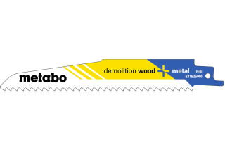 5 пилкових полотен для шабельних пил Metabo «Demolition Wood + Metal», 150 x 1,6 мм (631925000)