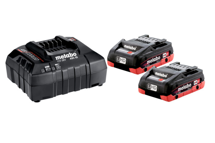 Купить Набор аккумуляторов Metabo 18В 2×4А·ч + зарядное устройство для ASC 55 (685163000). Официальный магазин Metabo, фирменная гарантия с доставкой по Украине.
