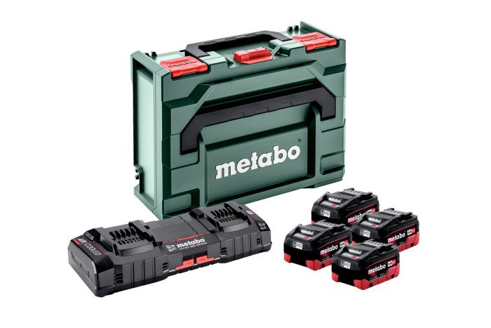 Купить Набор аккумуляторов Metabo 18В 4×5,5А·ч + зарядное устройство ASC 145 Duo + кейс Metaloc (685180000). Официальный магазин Metabo, фирменная гарантия с доставкой по Украине.