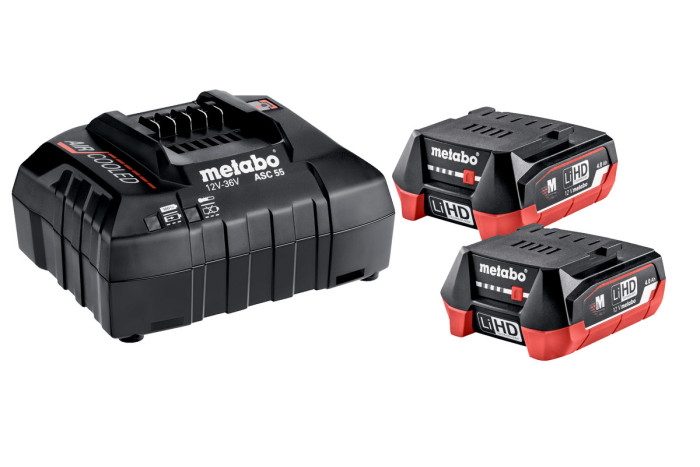 Купити Набір акумуляторів Metabo 12В 2×4А·год + зарядний пристрій ASC 55 (685301000). Офіційний магазин Metabo, фірмова гарантія з доставкою по Украіні
