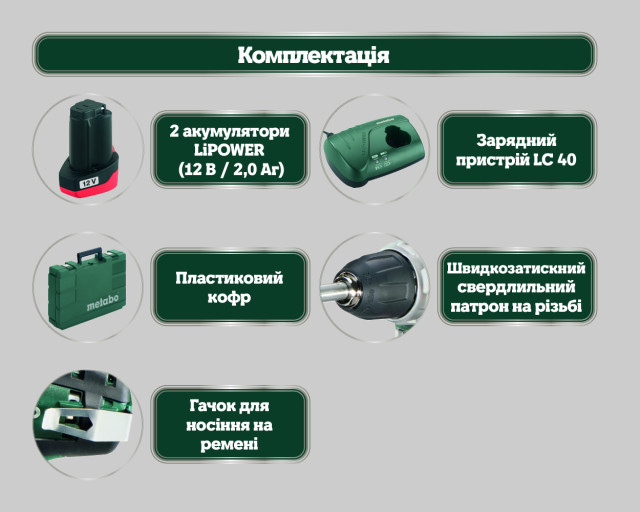 Акумуляторний дриль-шуруповерт Metabo PowerMaxx BS Basic (600080500)