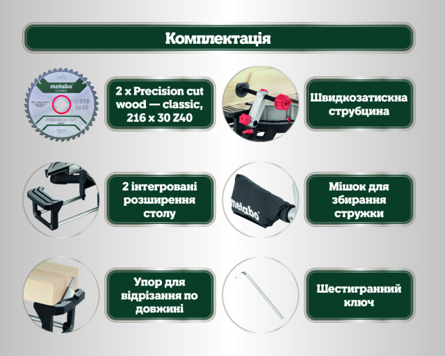 Торцювальна пила Metabo KS 216 M Set (610216900)