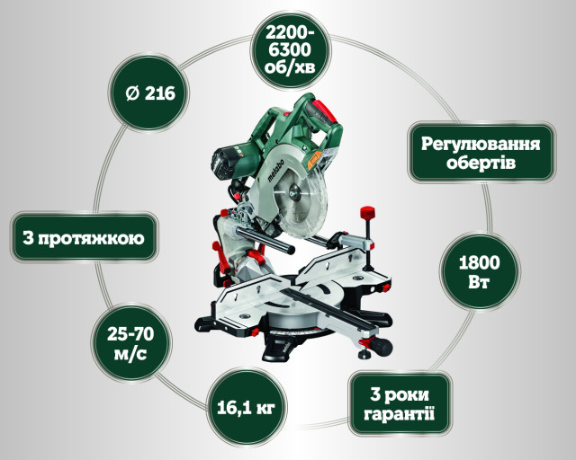 Торцювальна пила Metabo KGSВ 72 Xact (611216000)