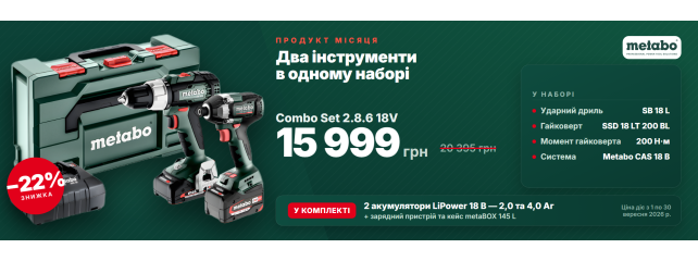 Combo Set 2.8.6 18V - акционный комплект Metabo со скидкой 22 %