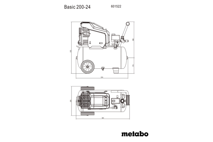 Купити Компресор Metabo Basic 200-24 (601522000). Офіційний магазин Metabo, фірмова гарантія з доставкою по Украіні