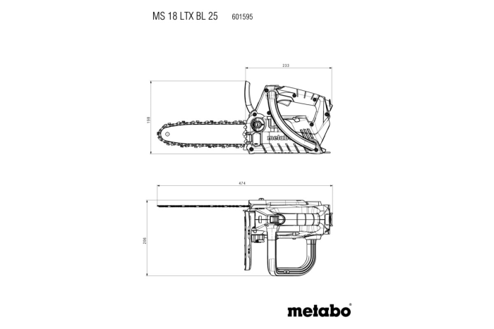 Купити Акумуляторна ланцюгова пила Metabo MS 18 LTX BL 25 (601595850). Офіційний магазин Metabo, фірмова гарантія з доставкою по Украіні