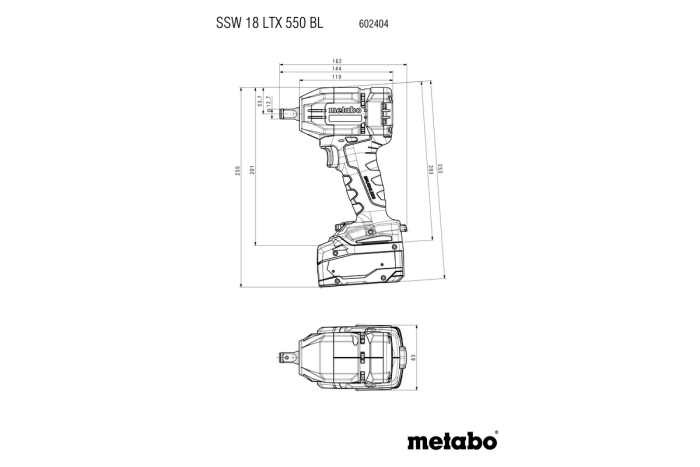 Купити Акумуляторний ударний гайковерт Metabo SSW 18 LTX 550 BL (602404800). Офіційний магазин Metabo, фірмова гарантія з доставкою по Украіні