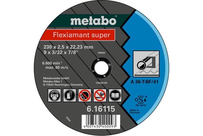 Купити Відрізний диск Metabo Flexiamant super 150x2,0x22,2 Сталь, TF 42 (616119000). Офіційний магазин Metabo, фірмова гарантія з доставкою по Украіні