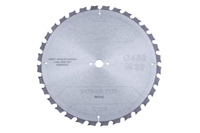 Купити Пилкове полотно Metabo «Power Cut Wood — Classic», 450x3,5/2,5x30 Z32 TZ 15° (628648000). Офіційний магазин Metabo, фірмова гарантія з доставкою по Украіні