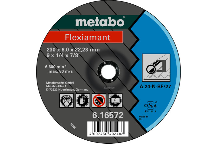 Купити Зачисний диск Metabo Flexiamant 180x8,0x22,2 Сталь, SF 27 (616561000). Офіційний магазин Metabo, фірмова гарантія з доставкою по Украіні