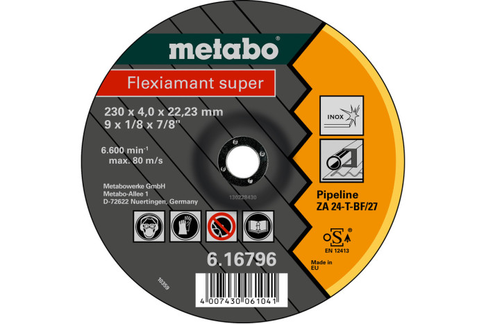 Купить Зачистной диск Metabo Flexiamant super 115x4,0x22,2 Трубы, SF27 (616792000). Официальный магазин Metabo, фирменная гарантия с доставкой по Украине.
