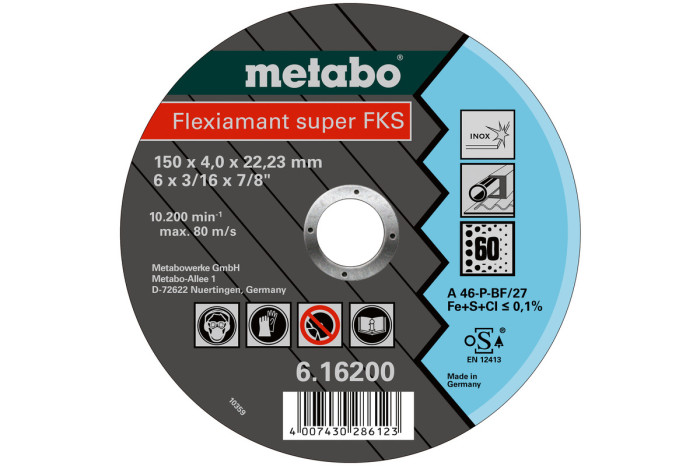 Купить Зачистной диск Metabo Flexiamant Super FKS 60 150x4,0x22,23 Inox SF 27 (616200000). Официальный магазин Metabo, фирменная гарантия с доставкой по Украине.